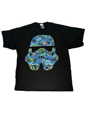 Star Wars T-Shirt Tropical Stormtrooper Helmet Men’s XL Black Tee